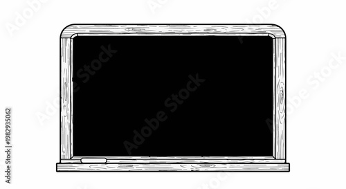 Wooden framed blackboard with chalk ledge and piece of chalk