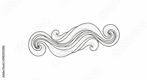 Stylized, flowing, linear, decorative wave pattern with swirls