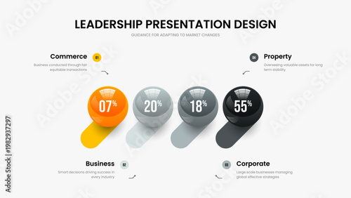Enterprise Proposal 4 Step Infographic Frame Template. Corporate Forecast Four Element Graph Presentation Design. Modern Strategy Slide Layout Vector Illustration.