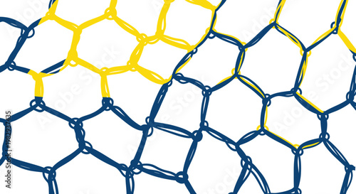 Abstract Hexagonal Network Pattern, Yellow and Blue Geometric Design