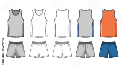 Basketball Tank Tops and Shorts Set Mockup Templates