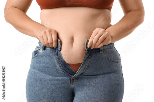 Overweight woman in tight j...