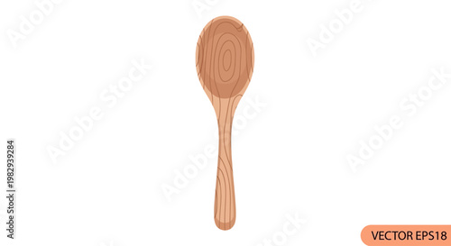 Wooden Spoon Isolated on White Background, Kitchen Utensil, Cooking Tool, Natural Wood Texture