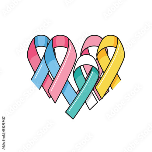 Colorful Ribbon Heart Symbol