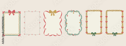 Elegant ribbon and flower frames, romantic hand drawn border graphics, minimalist botanical and bow vector, vintage wedding invitation design elements, cottagecore aesthetic nature framing art, stylis