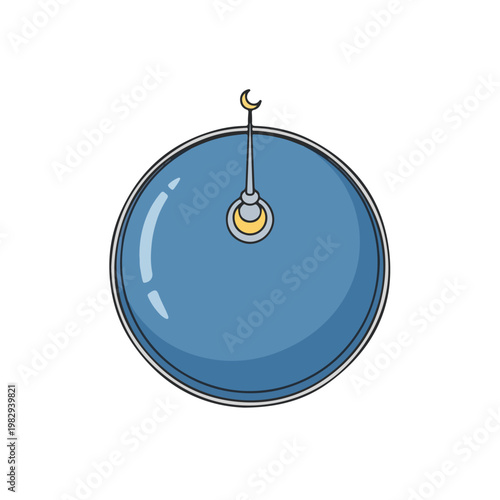 Blue Circular Ceiling Light Fixture with Hanging Chain