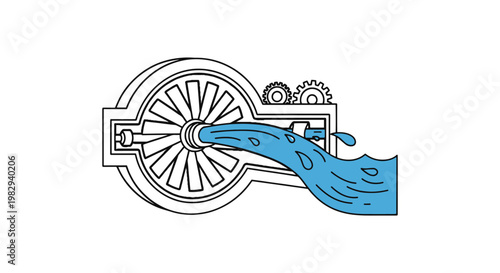 Hydroelectric Plant Line art minimal clean illustration vector