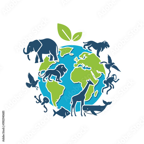 Earth Surrounded by Wildlife and Plants