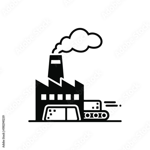Industrial Factory with Conveyor and Truck