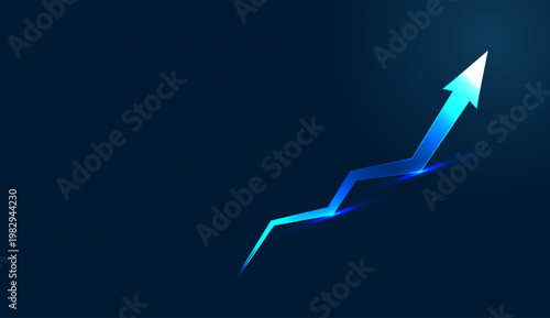 A Bold and outline blue arrow create dynamic velocity, symbolizing the rapid Grow-th of global business networks.