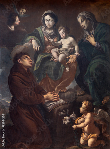 NOVARA, ITALY - JANUARY 15, 2026: The painting of Madonna with the St. Ann an...