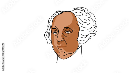 John Adams portrait, flat vector illustration