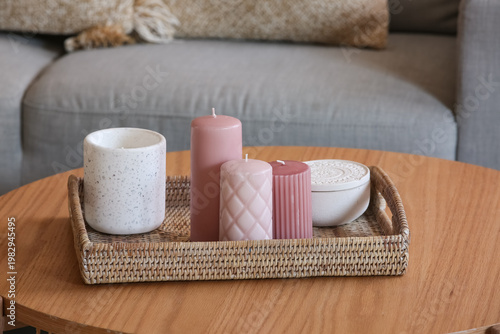 Wicker tray with different ...