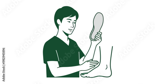 Podiatrist examining patient's foot with custom insole for support and alignment
