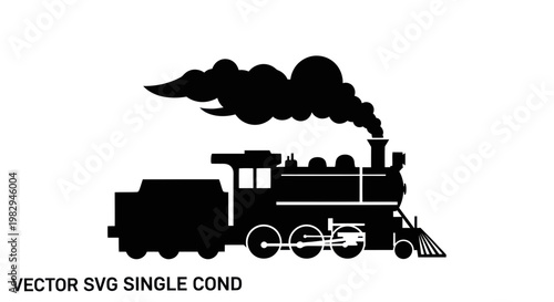 Vintage Steam Locomotive Silhouette with Smoke