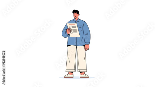 Man holding a checklist, modern illustration, business concept