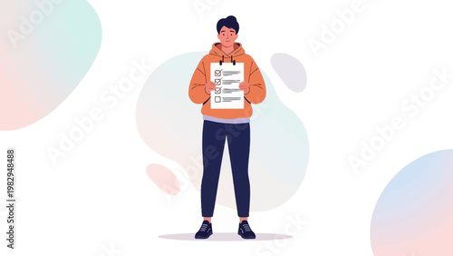 Man Holding Checklist, To-Do List, Task Management, Planning, Success, Goal Achievement