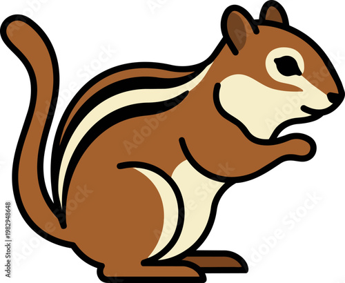 Cartoon Chipmunk Illustration with Bushy Tail.