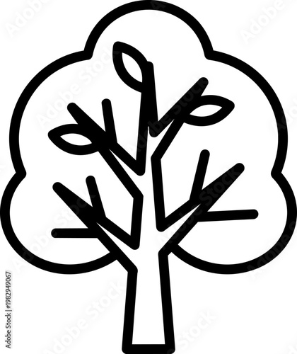 Tree Line Art Silhouette Illustration.