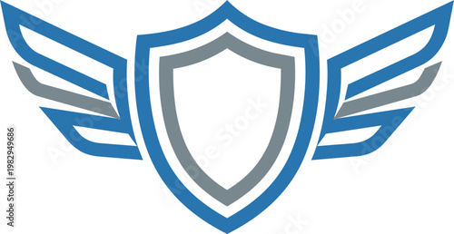 Shield With Wings Emblem Crest Logo.
