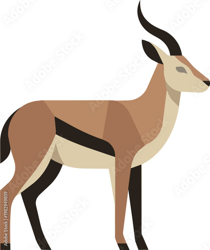 Stylized Gazelle Illustration with Curved Horns and Elegant Form.