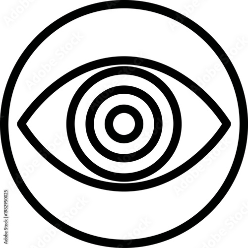 eye icon with circular iris illustration.