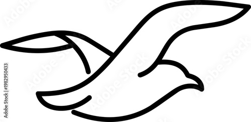 Bird in flight silhouette seagull illustration.