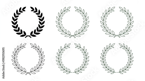 Intricate laurel wreath designs in varying styles and orientations