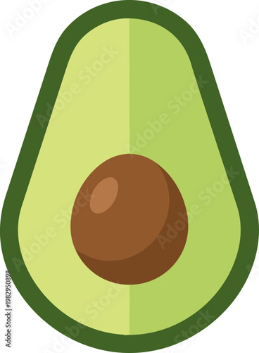 Avocado half with seed visible.