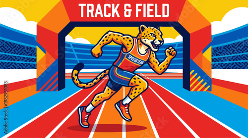 Track and Field Runner Sprinting On Race Track.