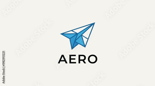 Blue Geometric Paper Airplane Logo.