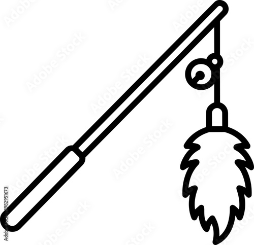 Fishing lure with feather hanging on line.