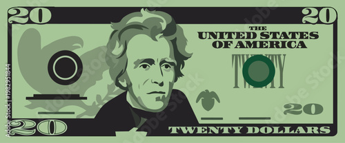 US Dollar Banknote On Green Currency Surface.