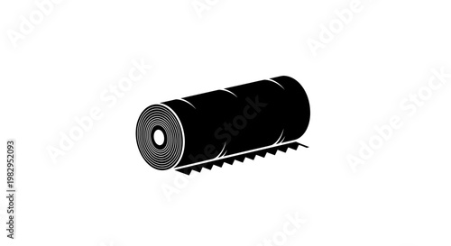 Black Silhouette of a Roll of Toilet Paper on a White Background