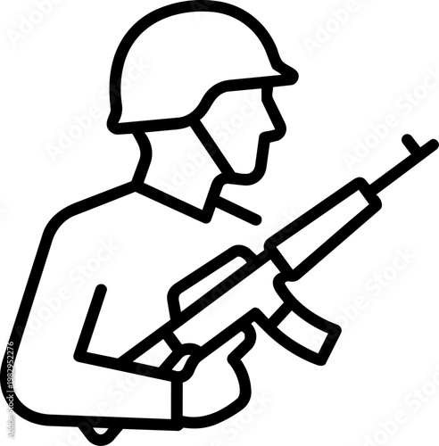 Military Soldier With Rifle Illustration.