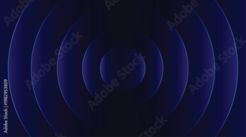 Abstract blue circular technology background with layered rings and futuristic depth vector background