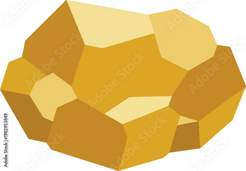 Shiny gold nugget close up on white background.