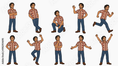 A collection of illustrations featuring a man in diverse poses