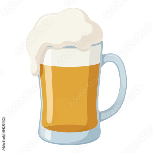 Beer Mug Icon Vector with Frothy Foam Head, Isolated Transparent Background for Apps and Web Design