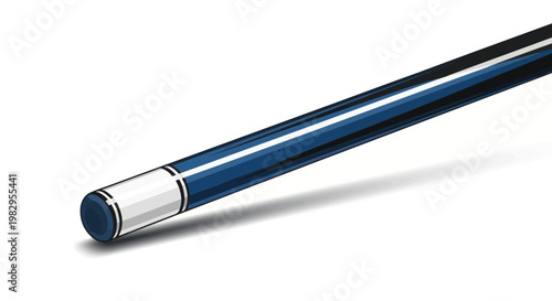 Professional Blue Billiard Cue Stick with White and Silver Accents on White Background