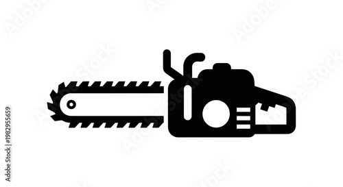 Black chainsaw icon on white background