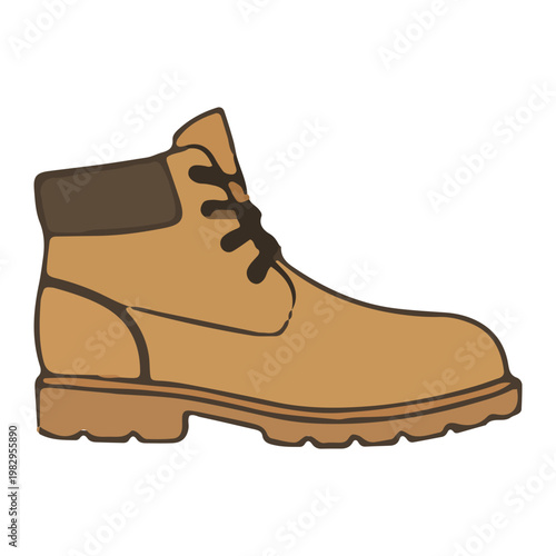 Brown Leather Work Boot Illustration