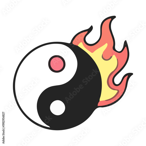 Flaming Yin Yang Balance Icon