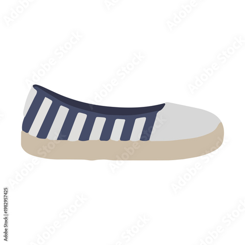 Nautical striped flat shoe illustration