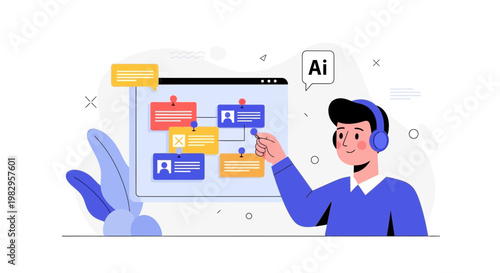 AI assistant helping with workflow organization and project management on a digital screen