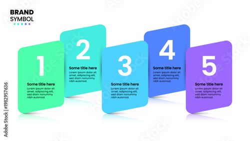 Infographic template. 5 standing banners with numbers