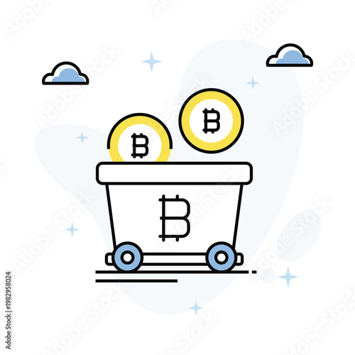 Cryptocurrency Train Vector Fill outline Icons Eps 10 File