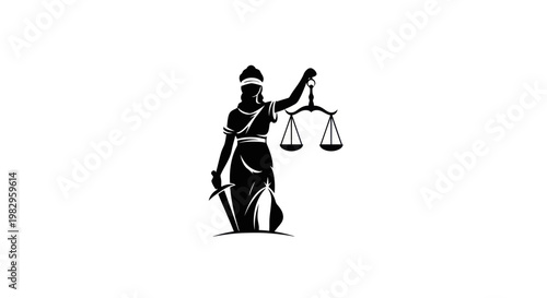 Lady Justice Silhouette with Scales and Sword - Symbol of Law and Order