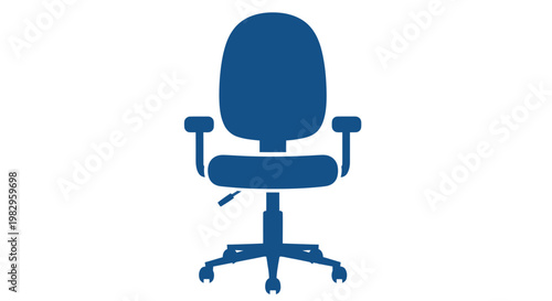 Modern blue office chair silhouette isolated on white background, minimal design