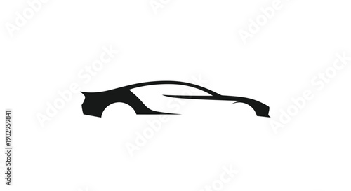 Sleek Sports Car Silhouette Vector Art